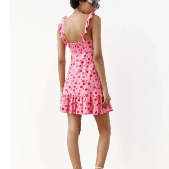 New Zara Linen Blend Print Floral Print Dress - Picture 8 of 14